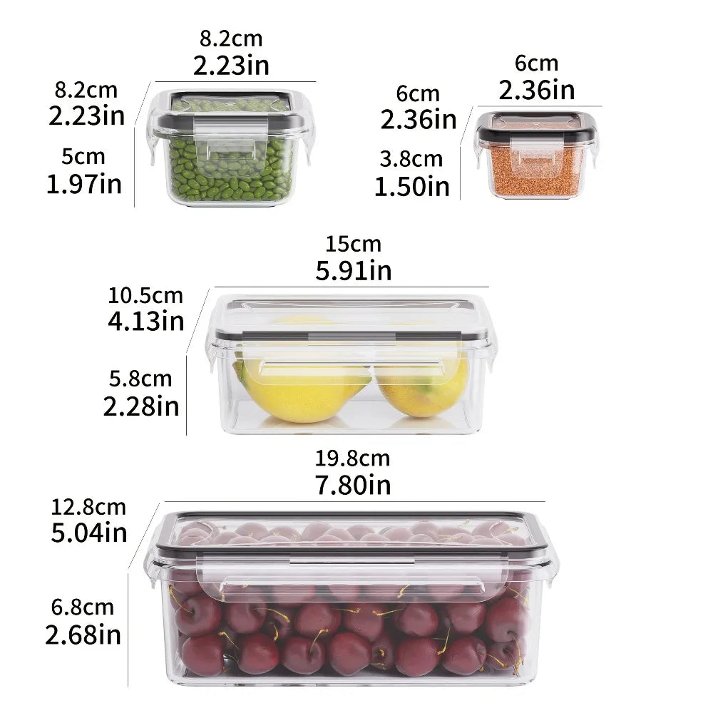 Set 8 Recipiente Alimentare Etanșe cu Capac- Fără BPA