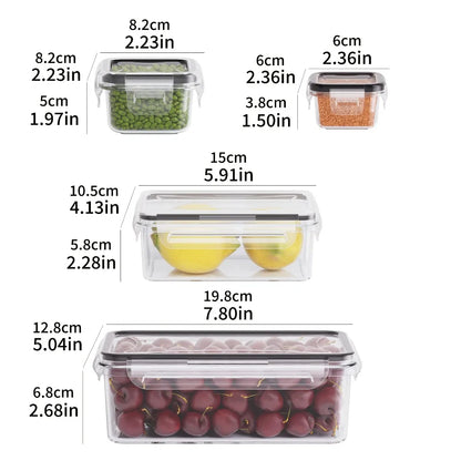 Set 8 Recipiente Alimentare Etanșe cu Capac- Fără BPA