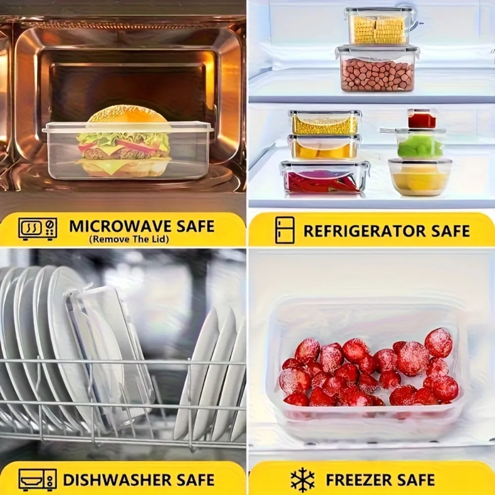 Set 8 Recipiente Alimentare Etanșe cu Capac- Fără BPA